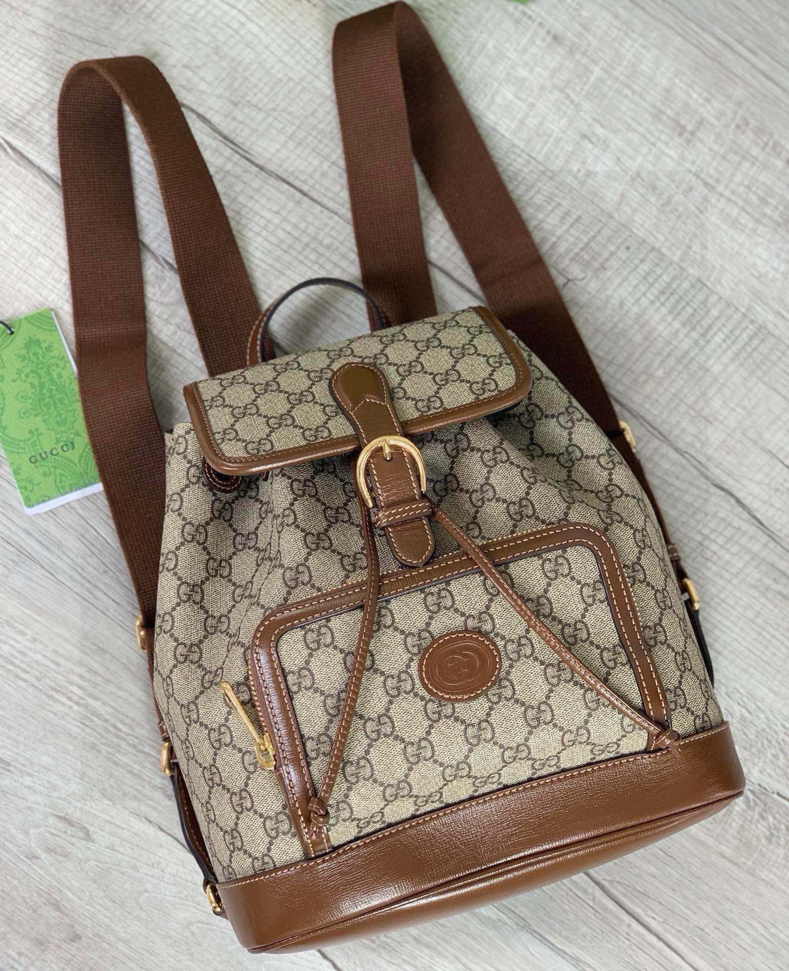 Gucci Retro Series and Supreme Series Backpack Brown